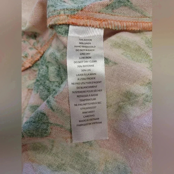 Monteau NWT Midi Coral and Green Sleeveless Linen Blend Dress Size Small - Picture 10 of 10